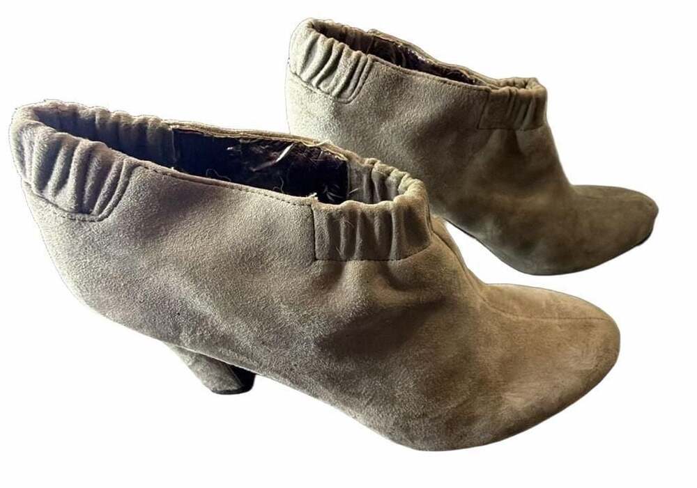 Sam Edelman Simone Women’s 7.5 Gray Suede High Heel Ankle Booties Pull On